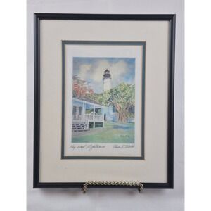 8x10 Pam E Webb Key West Lighthouse Framed Art Print Artist Papers Coastal Decor